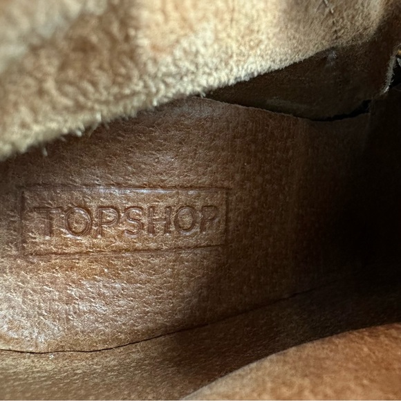 Topshop Snakeskin Print Booties Tan Black Leather High Block Heels Women’s 38 - Picture 14 of 16